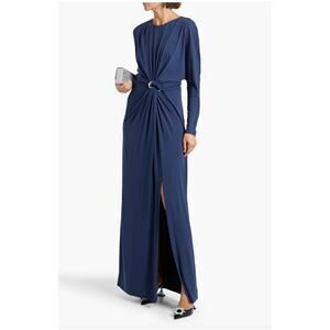 Simkhai Maisie Long Sleeve Dress Cocktail Gown Midnight Blue Stretch Size 12 New